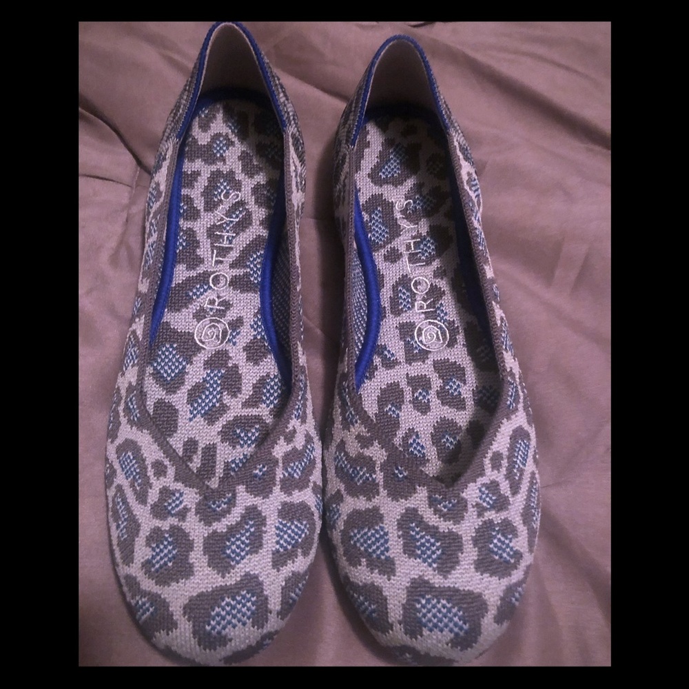 New Rothy’s grey leopard flats. Size 8. $80
